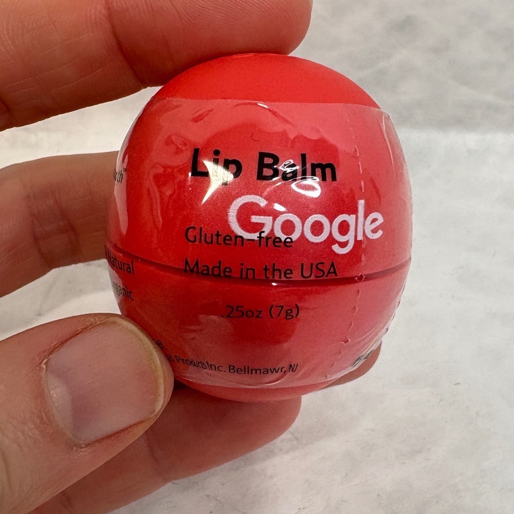 Google EOS Lip Balm Red Sphere 95% Organic Gluten Free Tech Swag New Sealed